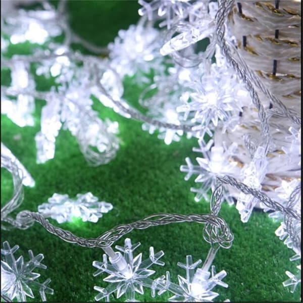 (Hvit) 10 meter 100 LED julelys snøfnugglampe