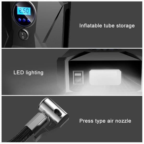 120W bildäckpump med LED-ljus och digital display