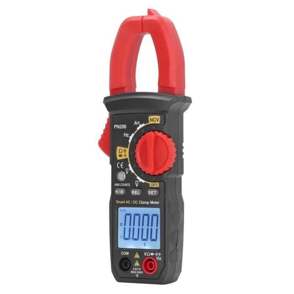 (Rød og sort) Digital tangmeter - SURENHAP - Model AC DC NCV - 600V - 20A - Baggrundsbelyst display