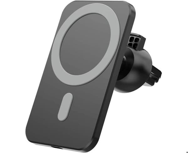 15W rask trådløs magnetisk billaderfeste for iPhone 12 Mini Pro Max - svart
