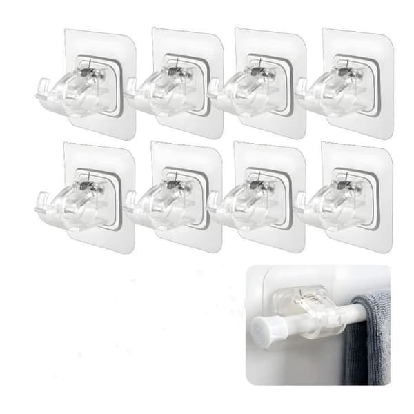 (Transparent) Gardinstångsfäste - Ingen borrning krävs - 8-pack - Transparent - Elegant design - Enkel installation