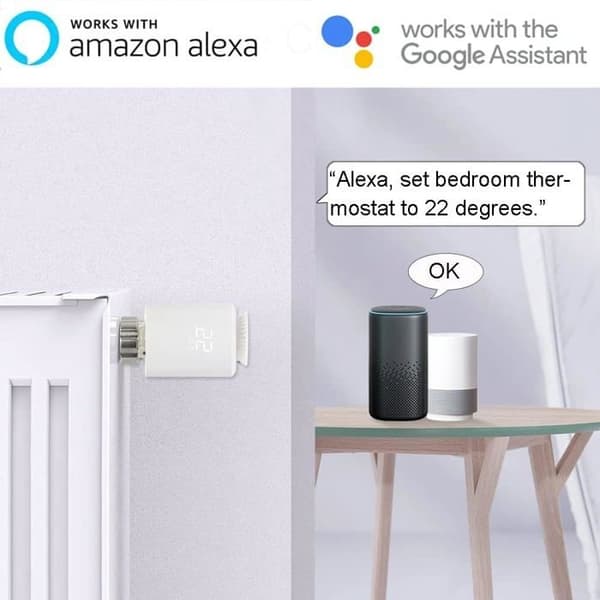 Termostatiskt elementhuvud, programmerbar smart termostatventil, med Alexa/Google Assistant, Tuya Zigbee Gateway krävs