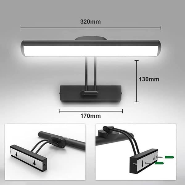 Fjernstyrt vegglampe, trådløs LED-bildelampe, roterbart LED-lampehode med timer