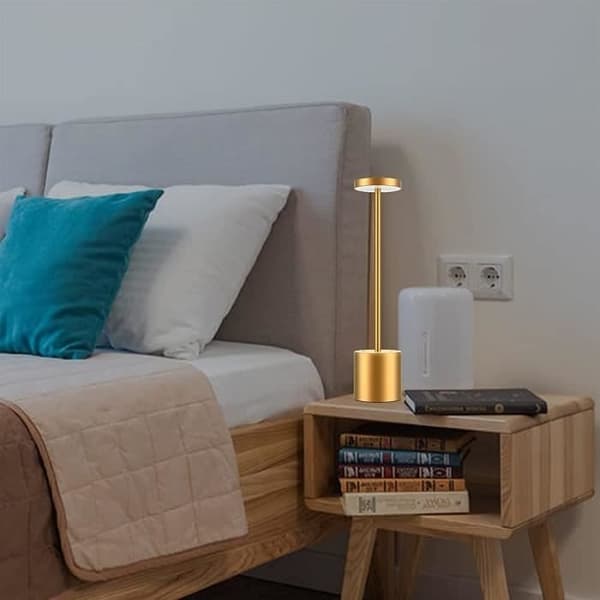 Trådløs bordlampe - Gull - 5200 mAh oppladbart batteri - 3