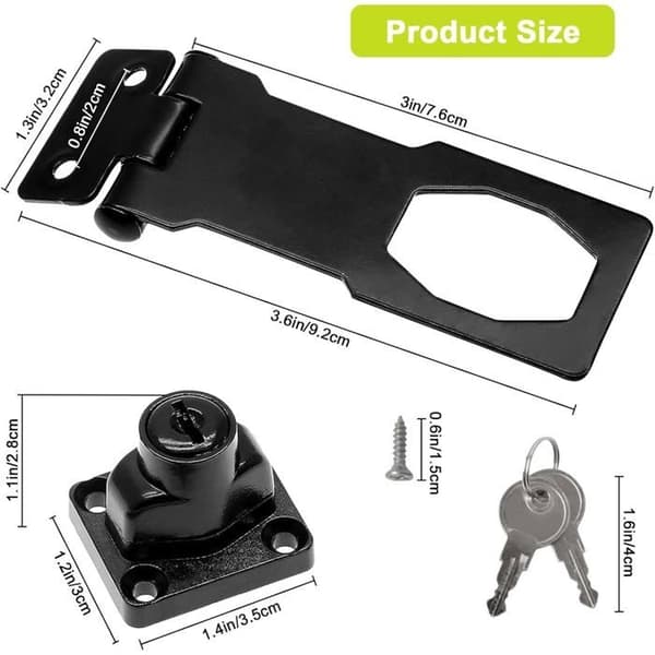 Set med 2 dörrlås, nyckellås med 2 nycklar, säkerhetsdörrspänne, vred (7,5 cm)