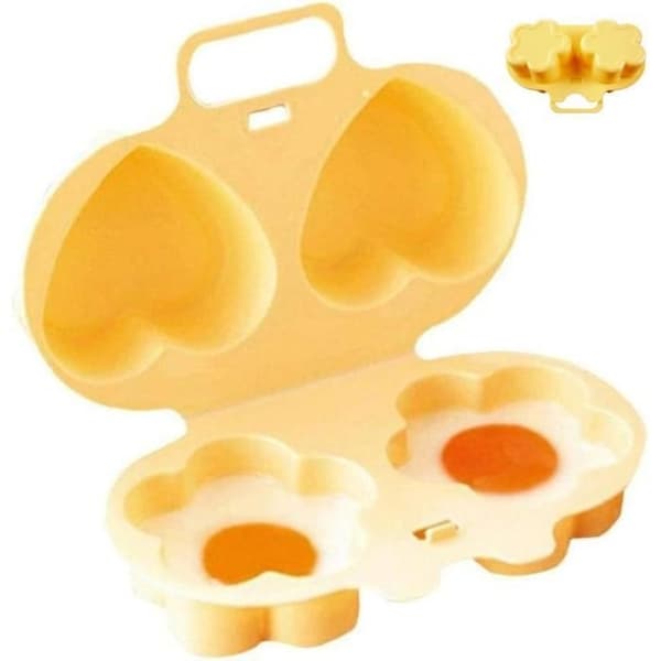 Mikrobølgeovn eggkoker, blomster-/hjerteformet eggkoker, posjert eggmaskin, eggdamper