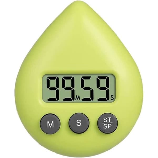 TIMER - TIMGLAS LCD-kökstimer, vattentät digital duschtimer, 5 energibesparande färger, droppformad