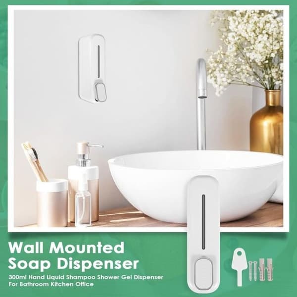 Väggmonterad tvålpump - 350 ml - Schampodispenser för dusch - För badrum, kök, kontor - PZCC