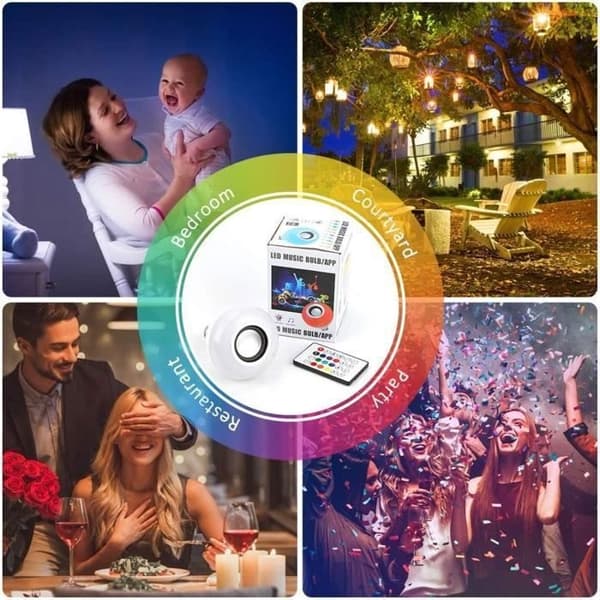AUDBURN E27 LED-lamppu - Himmennettävä RGB-väri - Sisäänrakennettu Bluetooth-kaiutin