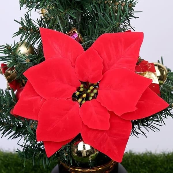 Juletræspynt - Uspecificeret - 20 stk. - Kunstige juleblomster - 22 cm - Rød