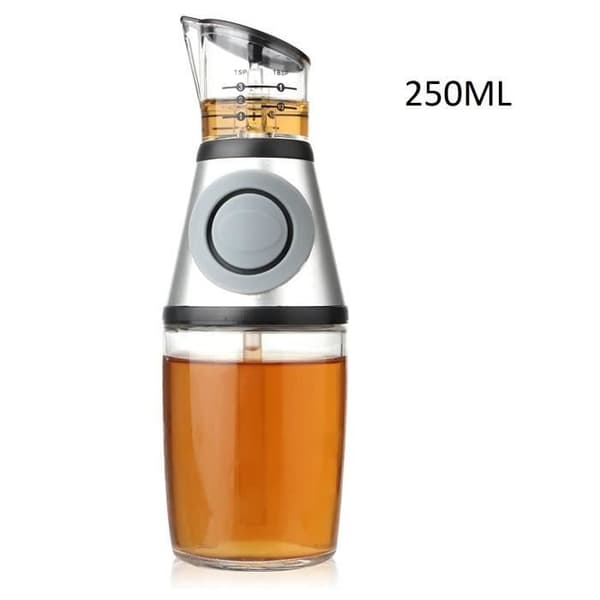 Premium glasolie- og eddikedispenser med målebånd, 250 ml bred åbning, køkkenflaskeoliedispenser