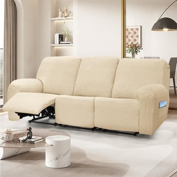 Överdrag till 3-sits Relax-soffa, Sofföverdrag, Schäslongöverdrag, Vit Elfenben