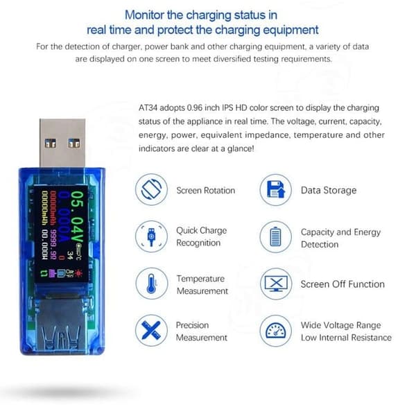 USB-multimeter 3.0-testare, USB-spänningstestare 3,7–30 V 0–4 A, digital USB-ström- och spänningstestare, voltmeter