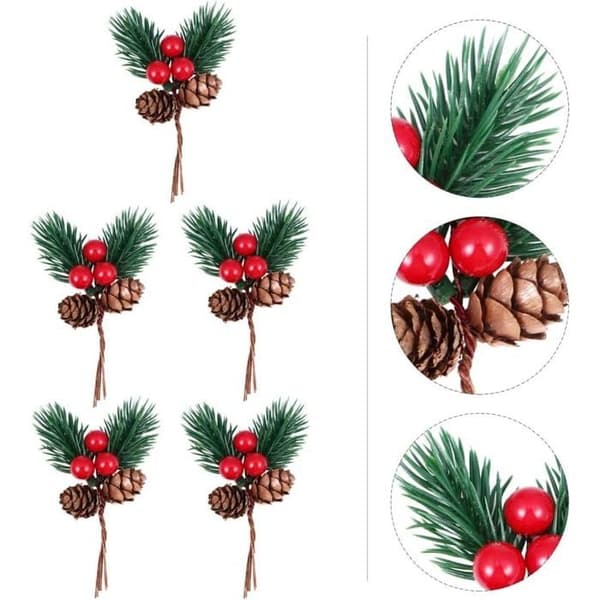 Julepynt - Ulisem - Kogler - Røde bær - Kristtornblade