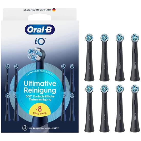Oral-B iO Ultimate Clean Børstehoveder Sort, 8 stk.
