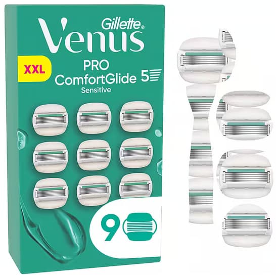 Gillette Venus Pro ComfortGlide Sensitive barberblad 9 stk Rustfrit stål Kvinder