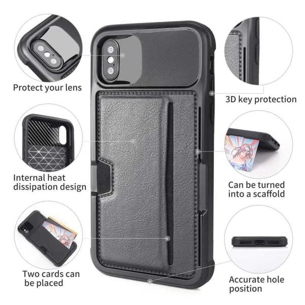 iPhone X Stöttåligt Skal med Kortfack Solid V2