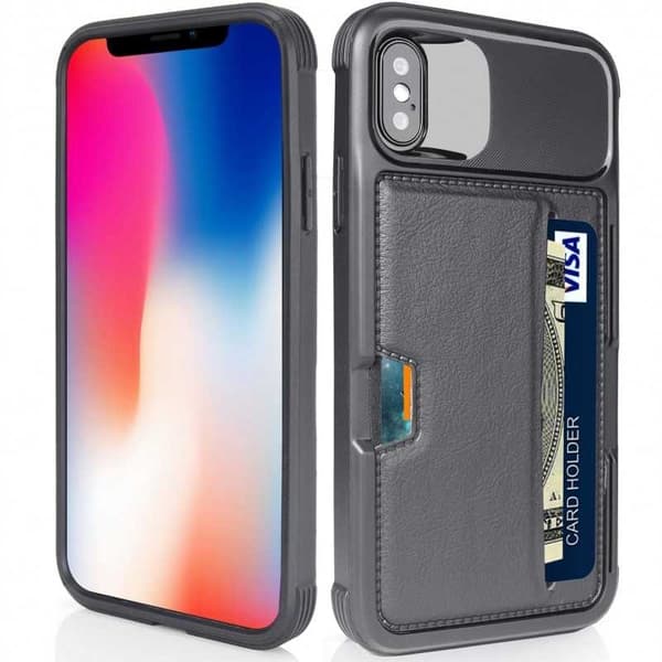 iPhone X Stöttåligt Skal med Kortfack Solid V2