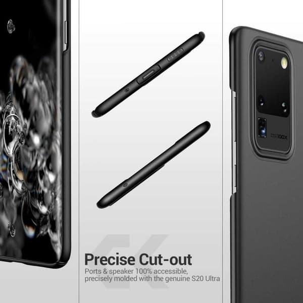 Samsung S20 Ultra -kumipinnoitettu mattamusta kansi Basic V2