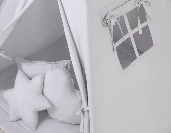 Tipi-tält för barn grå med matta och kuddar