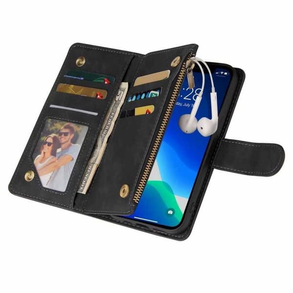 iPhone 13 Pro Multifunktionellt Plånboksfodral Zipper 8-Fack