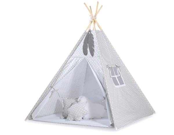 Tipi-tält för barn med matta och kuddar Grå 150 cm