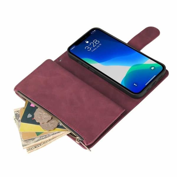 iPhone 13 Pro Multifunktionellt Plånboksfodral Zipper 8-Fack