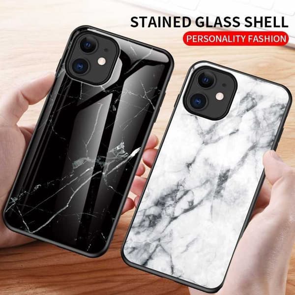 iPhone 13 Mini Marble Shell 9H karkaistu lasi tausta Glassback V2