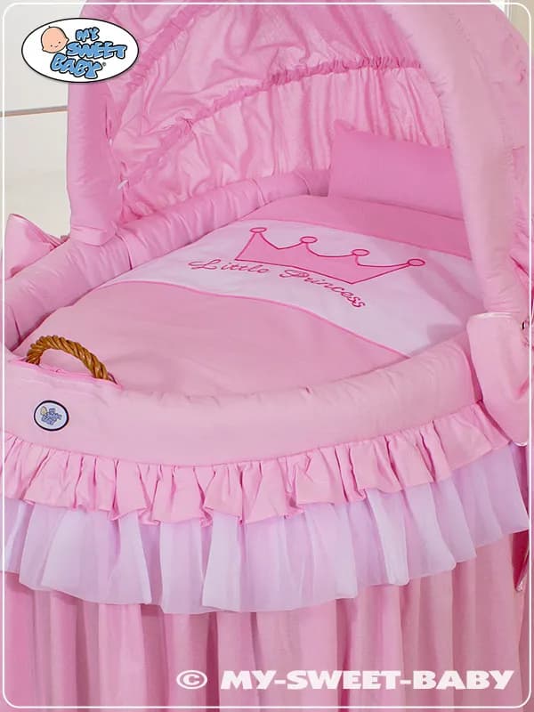 Little Princess Sängkläder 4-delar Rosa för Spädbarn med Vikbar Tak och Silikonfiberfoder