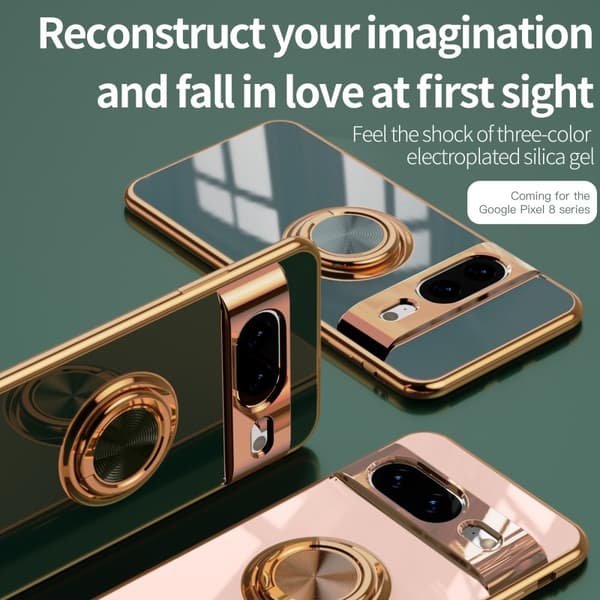 Google Pixel 8a Elegant & Stöttåligt Skal med Ringhållare Flawless - Roseguld