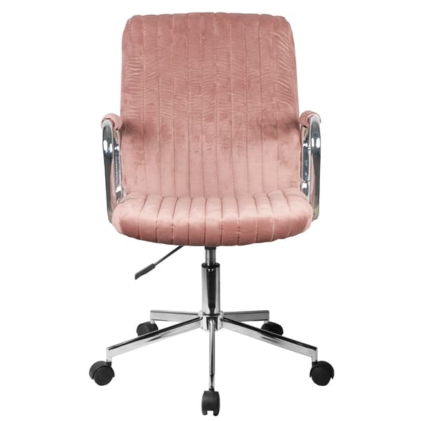 Vridbar kontorsstol FD-24 i rosa sammet med silverfärgad bas