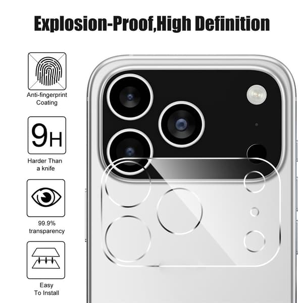 iPhone 17 Pro Linsskydd Härdat Glas Transparent