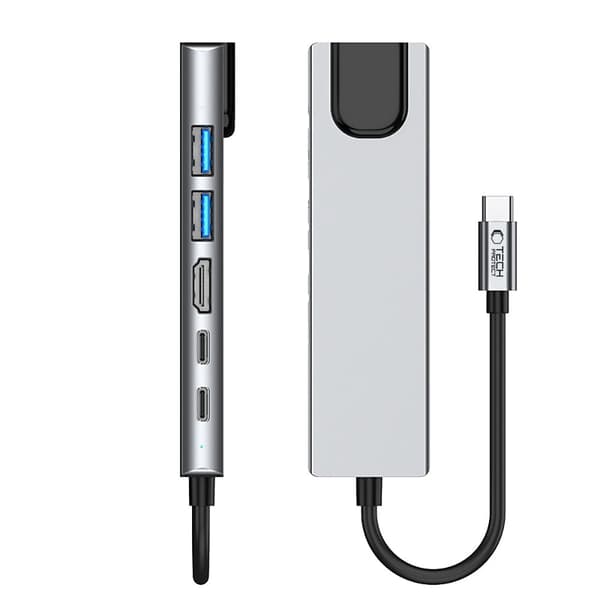 Tech-Protect 6in1 USB-C Hub - USB-C / USB 3.0/2.0 / HDMI / RJ45