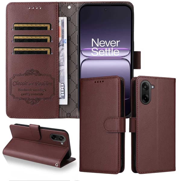 OnePlus Nord CE5 Plånboksfodral Läder Brun