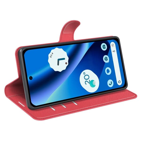 Google Pixel 10a Fodral Litchi Läder Röd