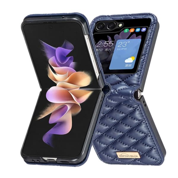 BINFEN Galaxy Z Flip 5 Skal Diamond Textur Blå