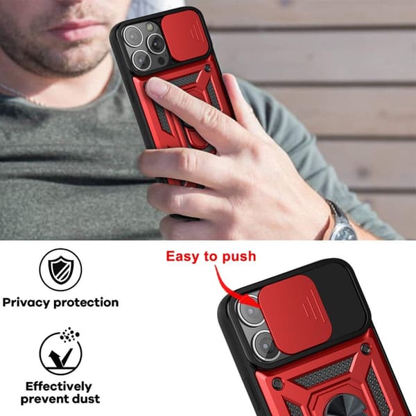 iPhone 13 - Hybrid Ring Skal CamShield - Röd
