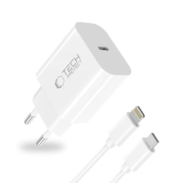 Tech-Protect 20W PD Väggladdare Inkl. Lightning Kabel Vit