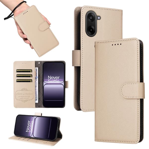 OnePlus Nord CE5 Plånboksfodral Läder Beige