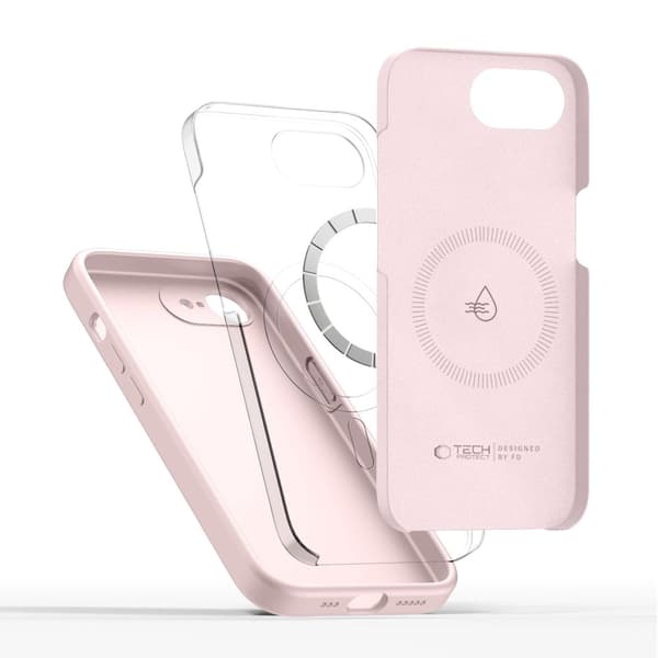 Tech-Protect iPhone 17e / 16e Skal MagSafe Silicone Pink Pearl