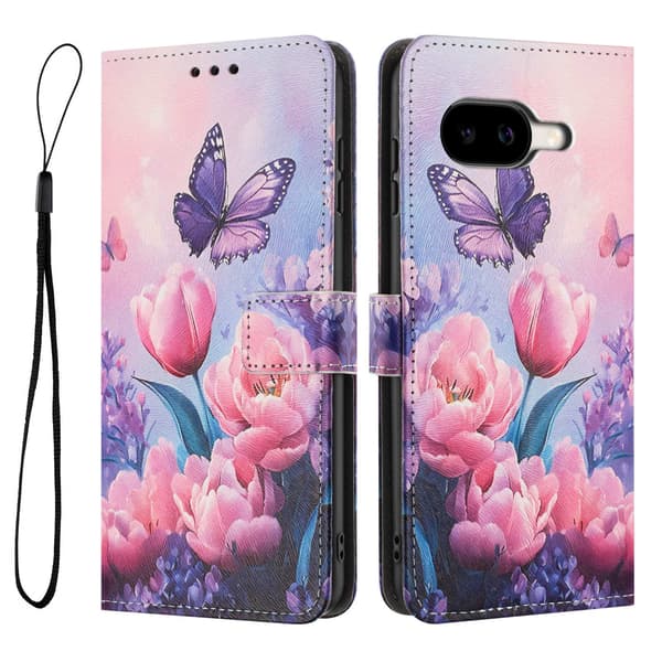 Google Pixel 10a Fodral Med Tryck Rosa Blommor