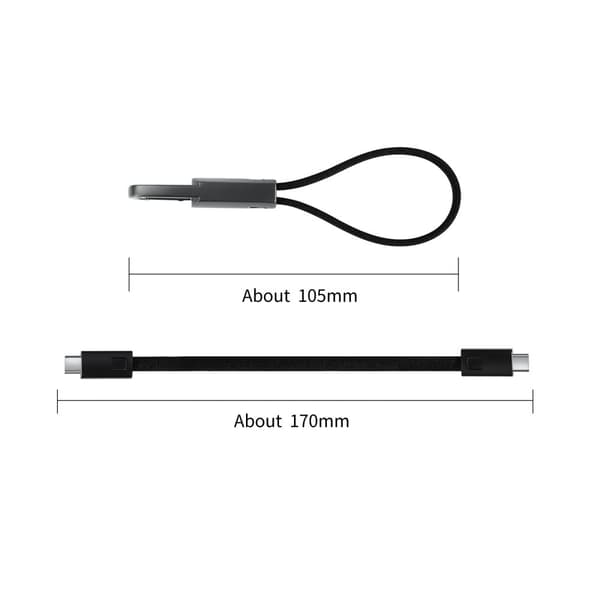 Tech-Protect 60W/3A PD USB-C - USB-C Kabel Nyckelring Iron Grey