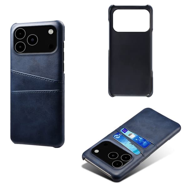 iPhone 17 Pro Max Skal Med Kortfack Läder Blå