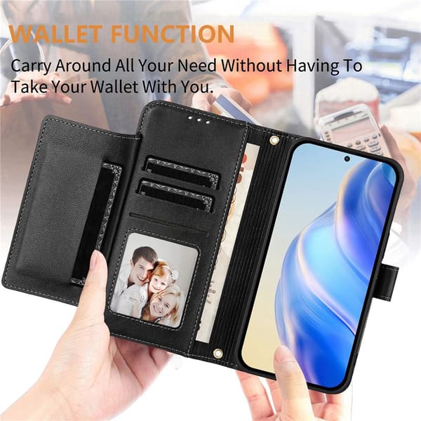 Honor Magic7 Lite Fodral Multifunktionellt Läder Svart