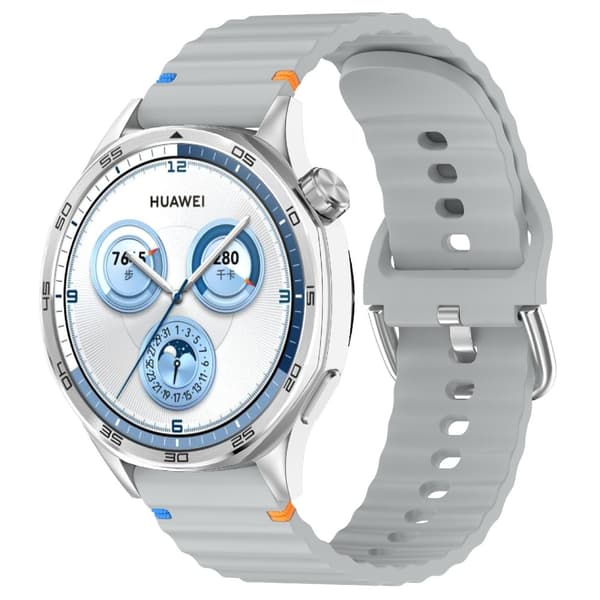 Klockarmband 20 mm Silikon Wave Design Grå