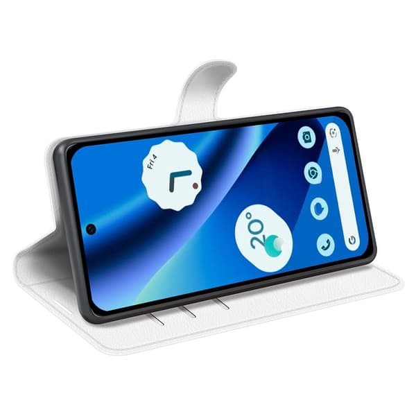 Google Pixel 10a Fodral Litchi Läder Vit