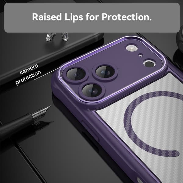 iPhone 17 Pro Max Skal MagSafe Kolfiber Textur Lila