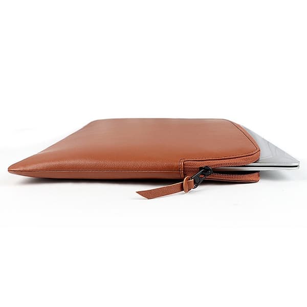 Läder Laptop Sleeve Med Mjukt Foder 14-15.4" Brun