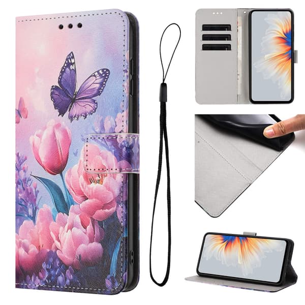 Google Pixel 10a Fodral Med Tryck Rosa Blommor