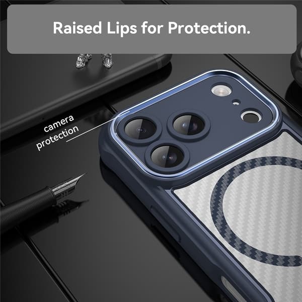iPhone 17 Pro Skal MagSafe Kolfiber Textur Blå